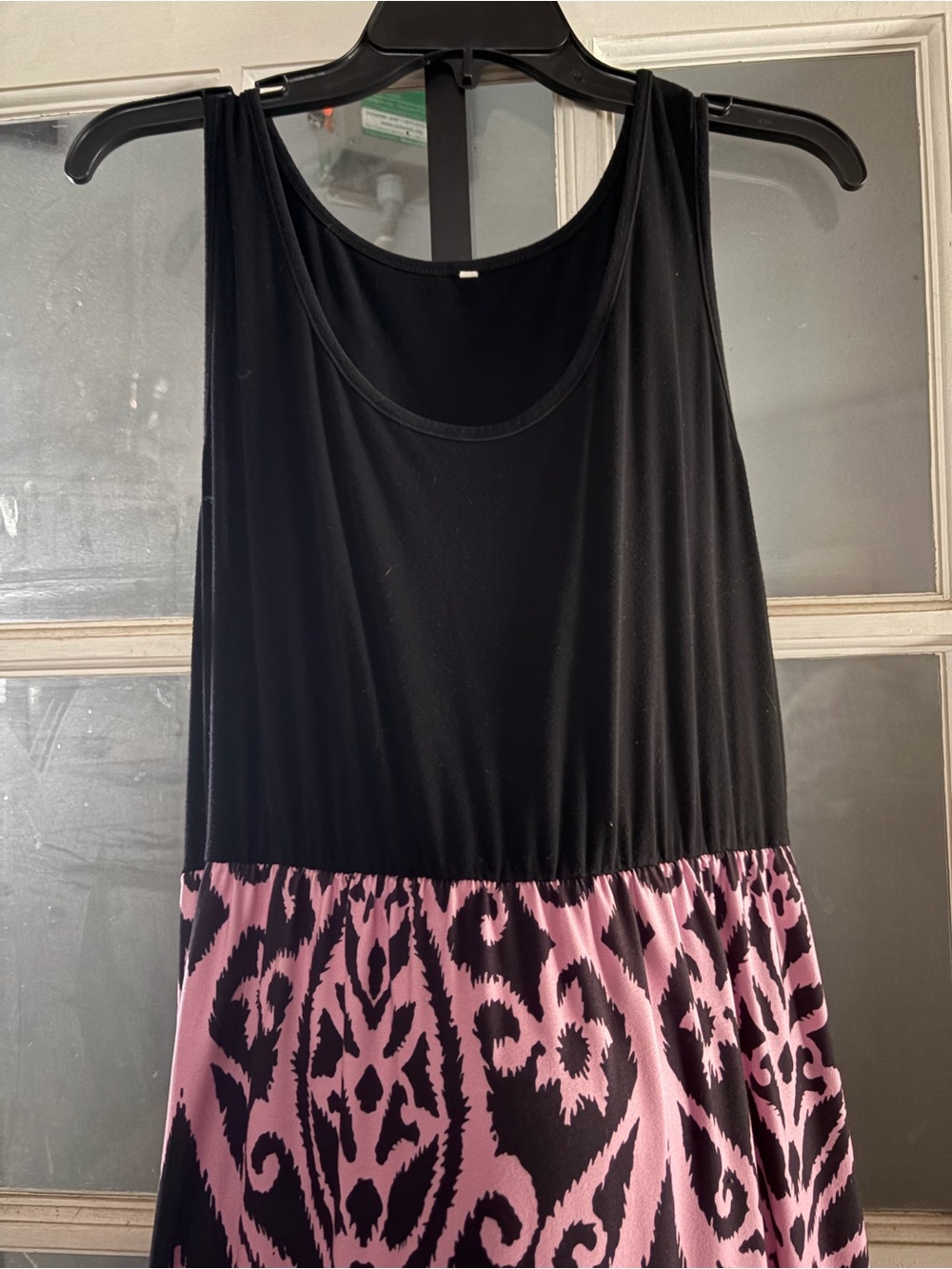 Black & Pink Patterned Sleeveless Dress